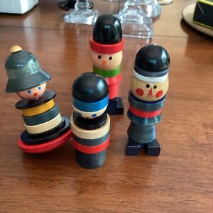 VTG Lot Wooden Toy Figure Stacking Toys - Puzzle Spinning Wobble Czech Republic