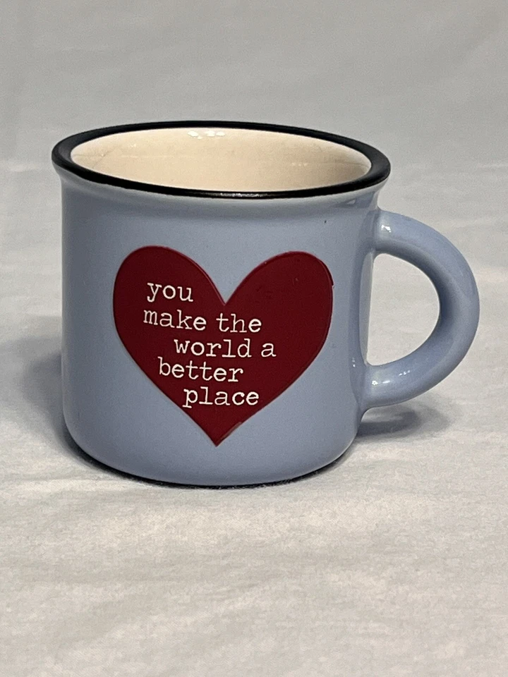 Natural Life "Haces del mundo un lugar mejor" Mini taza taza corazón azul ~ Nuevo Foto 1 de 4