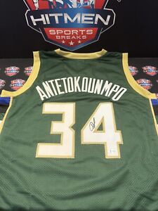 Giannis Antetokounmpo Autographed Bucks Basketball Jersey Beckett COA
