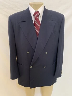Vintage GIVENCHY GENTLEMAN Size EU 50/US 40R Navy Blue Double Breasted Blazer - Image 1 of 4