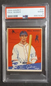 1934 Goudey - #11 Paul Waner - PSA 2 GOOD