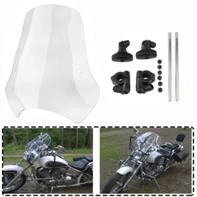 大型摩托车车把挡风玻璃通用 7/8 & 1 英寸透明条形屏幕 19x17 — 第 1/4 张图片