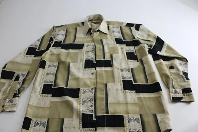 Monti Cerutti Geometric Artwork WILD Poly LONG SLEEVE SHIRT Small S 15 x 33  - Image 1 of 4