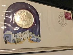 Natale a Betlemme 1975 Franklin Mint Cachet Argento Sterling - Foto 1 di 7
