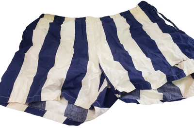 Nautica Mens Mesh Lined Vertical Striped Swim Shorts, Blue White, M - Image 1 of 4