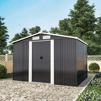 CLASSIFIED-HOMEWARE Garden Storage Shed 12x10,10x8,8x8,6x8,4x8,4x6ft Metal Tool House With Free Base