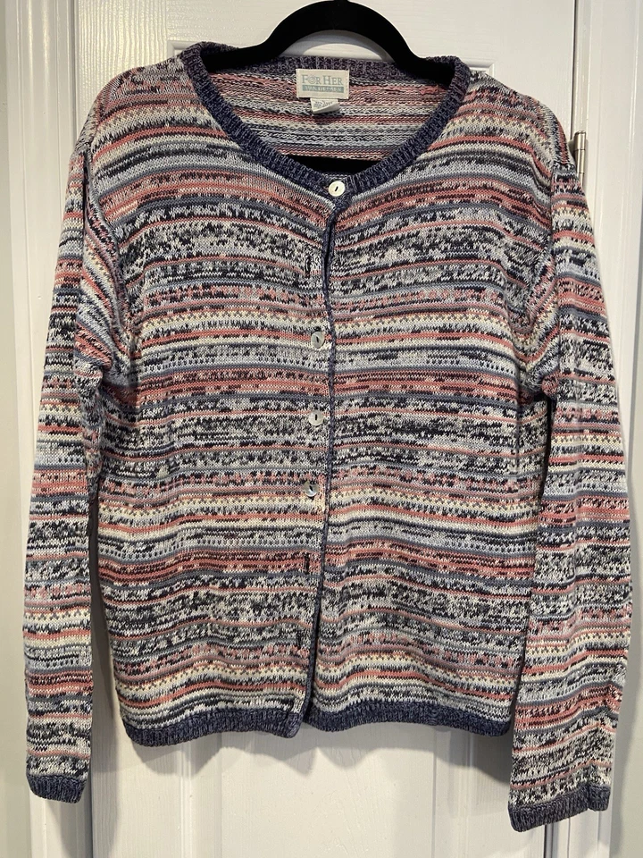 Cárdigan De Colección Para Ella Van Heusen Talla L Algodón Ramie Isla Justa Perla Botón Frontal Foto 1 de 4