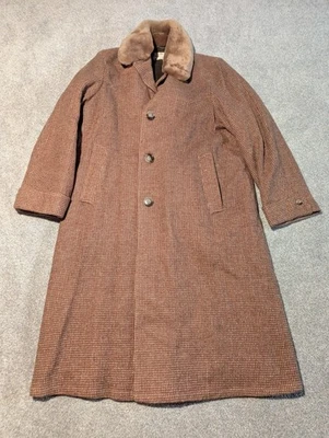 Vintage Field & Stream Coat Mens 42 Wool Shearling Lined Birds Eye Trench  - Image 1 of 4