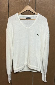 VINTAGE Izod Lacoste Sweater Adult Size Large White Pullover Casual Mens 80s - Picture 1 of 9