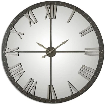 Uttermost Amelie Farmhouse Metal Large Wall Clock in Bronze/Silver - Image 1 of 3