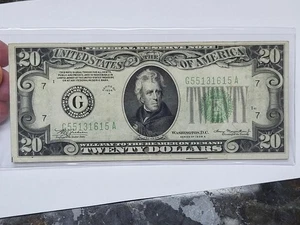1934 A GREEN Seal $20 Federal Reserve Note NEW HOLDER - Picture 1 of 6