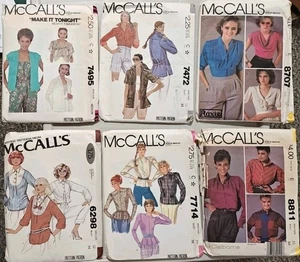 LOT (6) VINTAGE RETRO MCCALL'S PATTERNS SIZE M, 12, 14 VARIOS STYLES 1970s 1980s - Picture 1 of 3