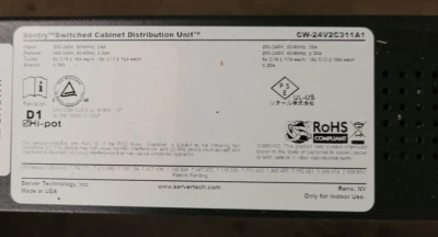 Server Technology CW-24V2C311A1 Sentry Distribution Unit 240V C13 C19 L6-30P - Image 1 of 4