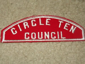 Boy Scout BSA Circle Ten Texas Red White RWS Council Strip PRE CSP Patch - Bild 1 von 1
