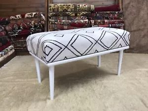 Reposapiés otomano tapizado hecho a mano Kilim piano entrada dormitorio banco - Imagen 1 de 22