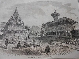 Gravure 1865 - Le Temple de Krisna à Pattan ( Népaul ) - Picture 1 of 1