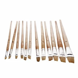 12 piezas Cepillos Planos de Artista Jumbo Manijas de Madera Pintura Modelo Artesanías - Imagen 1 de 3