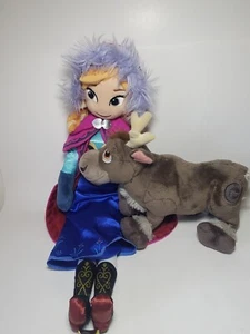 Genuine Disney Store Frozen Soft Doll Anna 20" Sven Plush 11" Stuffed Animals  - Picture 1 of 5