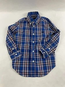 Chaps Shirt Boy's Size 5 Blue Orange White Plaid Button Down Long Slv Easy Care - Picture 1 of 8