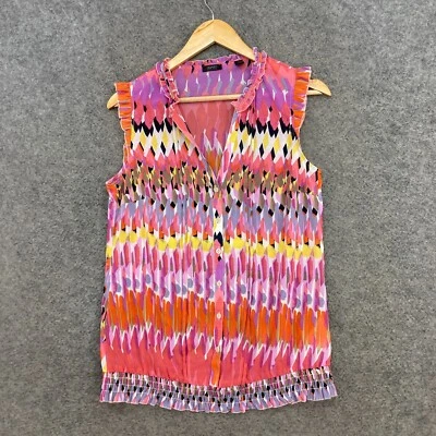 Esprit Womens Top Size 10 Multicolour Sleeveless V-Neck Sheer Blouse 42306 - Image 1 of 4