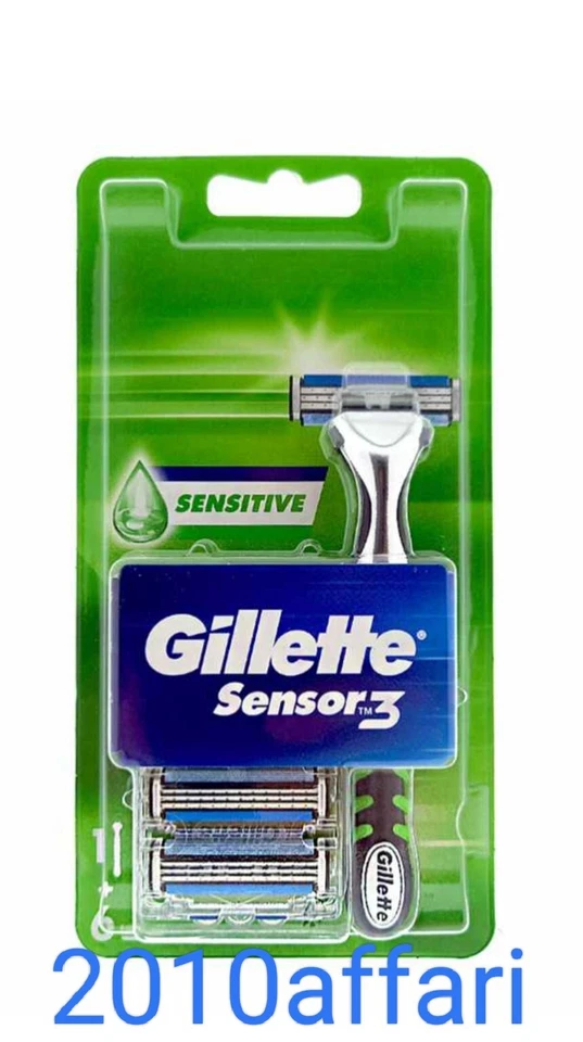 Gillette Sensor3 Sensitive Rasoio Metallo 6 Testine Ricambi 3 Lame (Donna-Uomo)