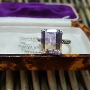 925 Sterling Silber Ring, natürlicher Ametrin und Markasiten Ring, Größe N,5 US 7 - Bild 1 von 8