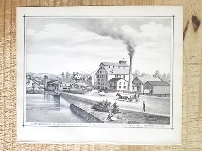 IMPRESIÓN ARTÍSTICA JAMES GALLOWAY'S RES ON ERIE CANAL, PALMYRA, NY.DE COLECCIÓN 1887 13,7" X 11,5 Foto 1 de 2