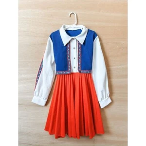 Vintage Brady Bunch Polyester Collared Dress - Picture 1 of 3