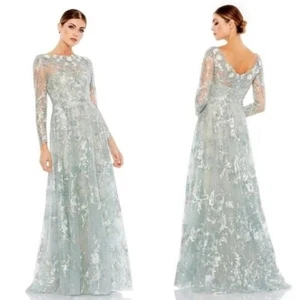 Mac Duggal 67498 Floral Embroidered Illusion Long Sleeve Gown Size 4 NWT - Picture 1 of 9