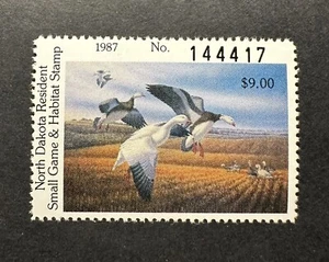 WTDstamps - 1987 NORTH DAKOTA - State Duck Stamp - Mint OG NH - Picture 1 of 2