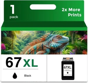 1BK 67XL Ink Cartridges for HP 67 Ink XL Deskjet 2855e 2755e 2700e 4155e printer - Picture 1 of 5