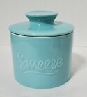 Sweese Turquoise Porcelain Butter Keeper Crock French Butter Dish Bell Shaped