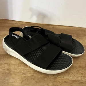 Crocs LiteRide scarpa donna nero bianco 7 slingback cinturino elastico sandalo comodo - Foto 1 di 6