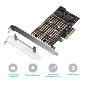 M.2 NGFF to Desktop PCIE x4 x8 x16 NVMe SATA Dual SSD PCI Express Adapter Card - Afbeelding 1 van 11