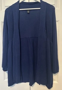 Alfani Womens XL Navy Blue Open Front Knit Cardigan Sweater W1022 - Picture 1 of 9