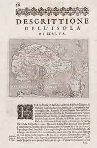 Malta island La Valletta mappa mappa Porcacchi incisione su rame incisione 1620 - Foto 1 di 1