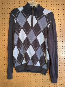 Brooks Brothers maglione donna blu medio argyle pullover collo alto G18 - Foto 1 di 7