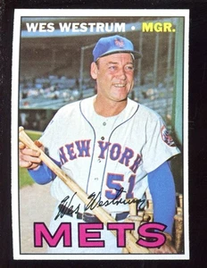 1967 Topps Baseball Card HIGH #593 Wes Westrum New York Mets Single Print NRMT - Picture 1 of 2