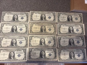 LOT of 12 1935 E Blue Seal 1$ Notes - Picture 1 of 2