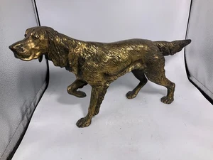 Vintage Brass Finish Irish Setter Pointer Dog Statue 2591 17” Long x 9.5” Tall - Picture 1 of 9
