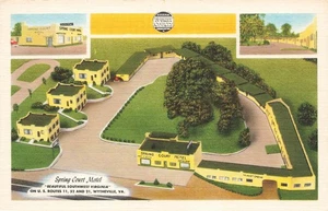 WYTHEVILLE VA SPRING COURT MOTEL CARTOLINA D'EPOCA IN LINO LUNGO STRADA 100825 U - Foto 1 di 2
