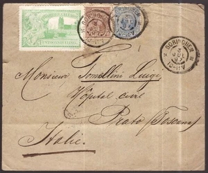 Netherlands, 1897 cover to Italy with nice Dordrecht cinderella  -HA64 - Picture 1 of 3