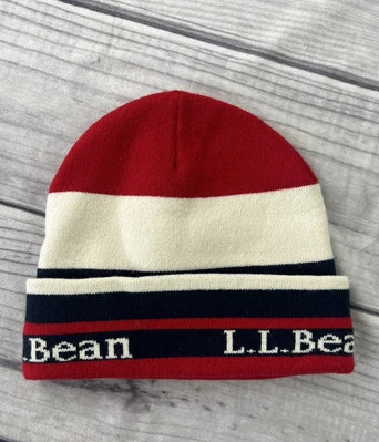 L.L. Bean манжеты логотип Beanie OSFA красный/белый/синий акриловое написание - Изображение 1 из 3