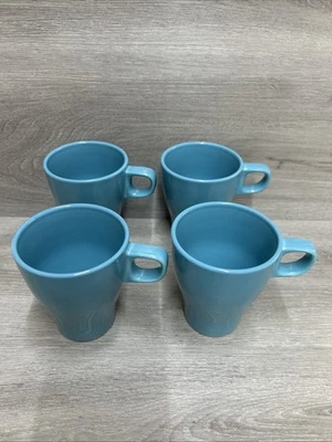 IKEA FARGRIK 8 oz. Juego de 4 tazas de café/té turquesa nuevas con etiquetas de gres Foto 1 de 4