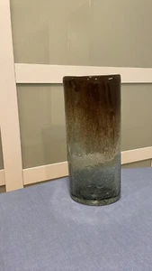 Vase Tall Brown Gray Crackle Glass - Picture 1 of 7