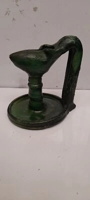 Rare Bougeoir Terre Cuite Près D'Auge Art Populaire Normand  - Photo 1/4