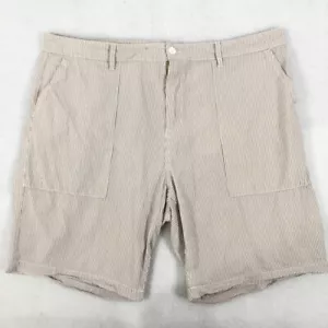 Five Four Shorts Men 40 x 9 Tan White Striped Cotton Seersucker Flat Front - Picture 1 of 12