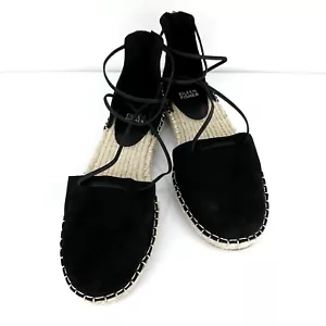 Eileen Fisher Women's Lace Up Espadrilles Leather Sandals Black Size 8.5 - Picture 1 of 7