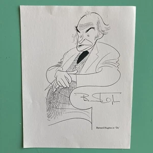 Barnard Hughes signiertes Foto 8 "X10" Al Hirschfeld Zeichnung von ihm in Da Broadway - Bild 1 von 2