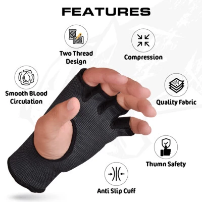 Mangas de compresión envolturas de manos de boxeo envolturas rápidas elásticas protección de puños gris Foto 1 de 4